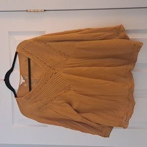 Mustard yellow vneck blouse